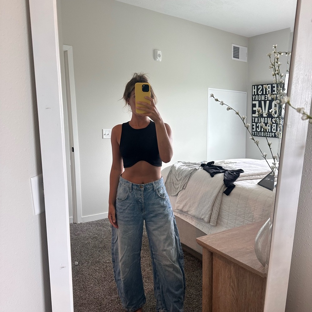 Zara Black Cropped Tank Top Size XS Stretchy Basic